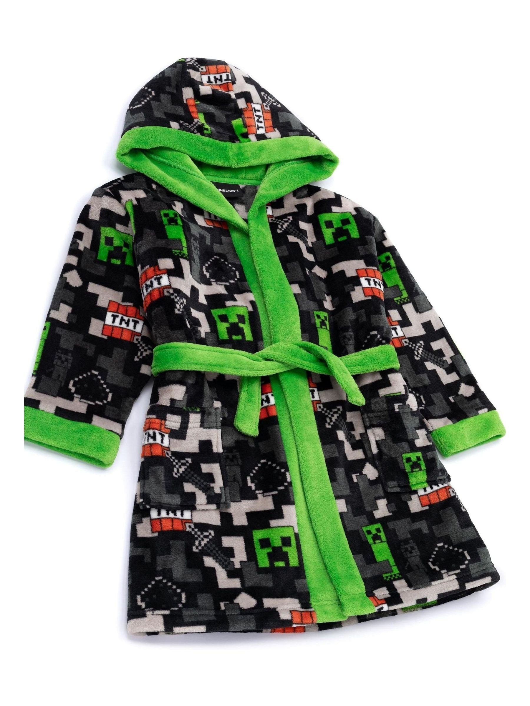 Dsiney Kidz - Vanilla Underground Black Minecraft Unisex Kids Fleece Dressing Gown Robe image 2