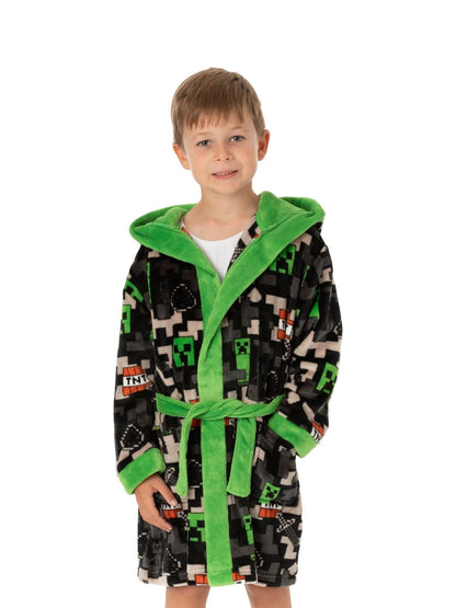 Dsiney Kidz - Vanilla Underground Black Minecraft Unisex Kids Fleece Dressing Gown Robe image 5