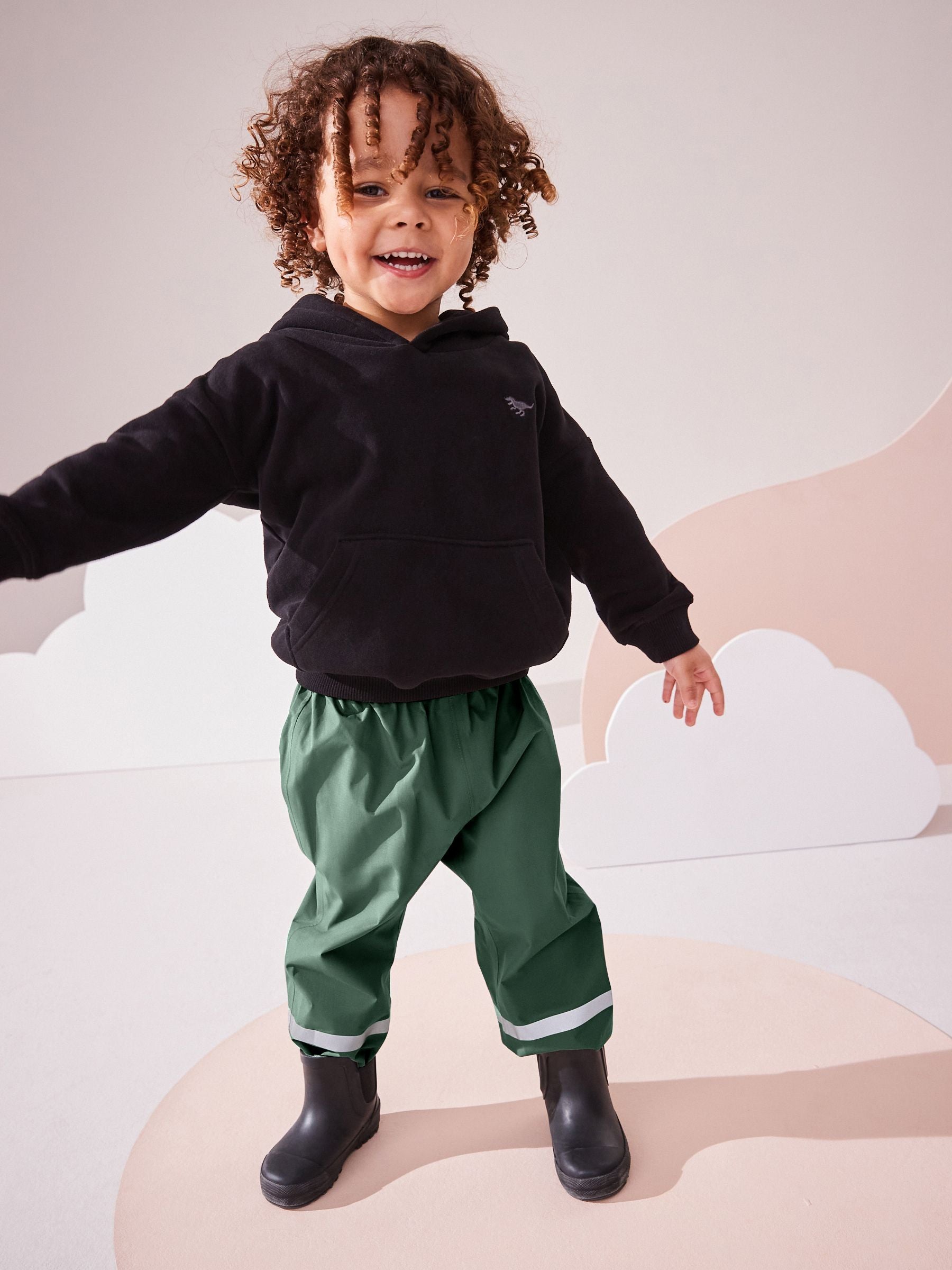 Khaki Green Waterproof Trousers (9mths-10yrs) image 2
