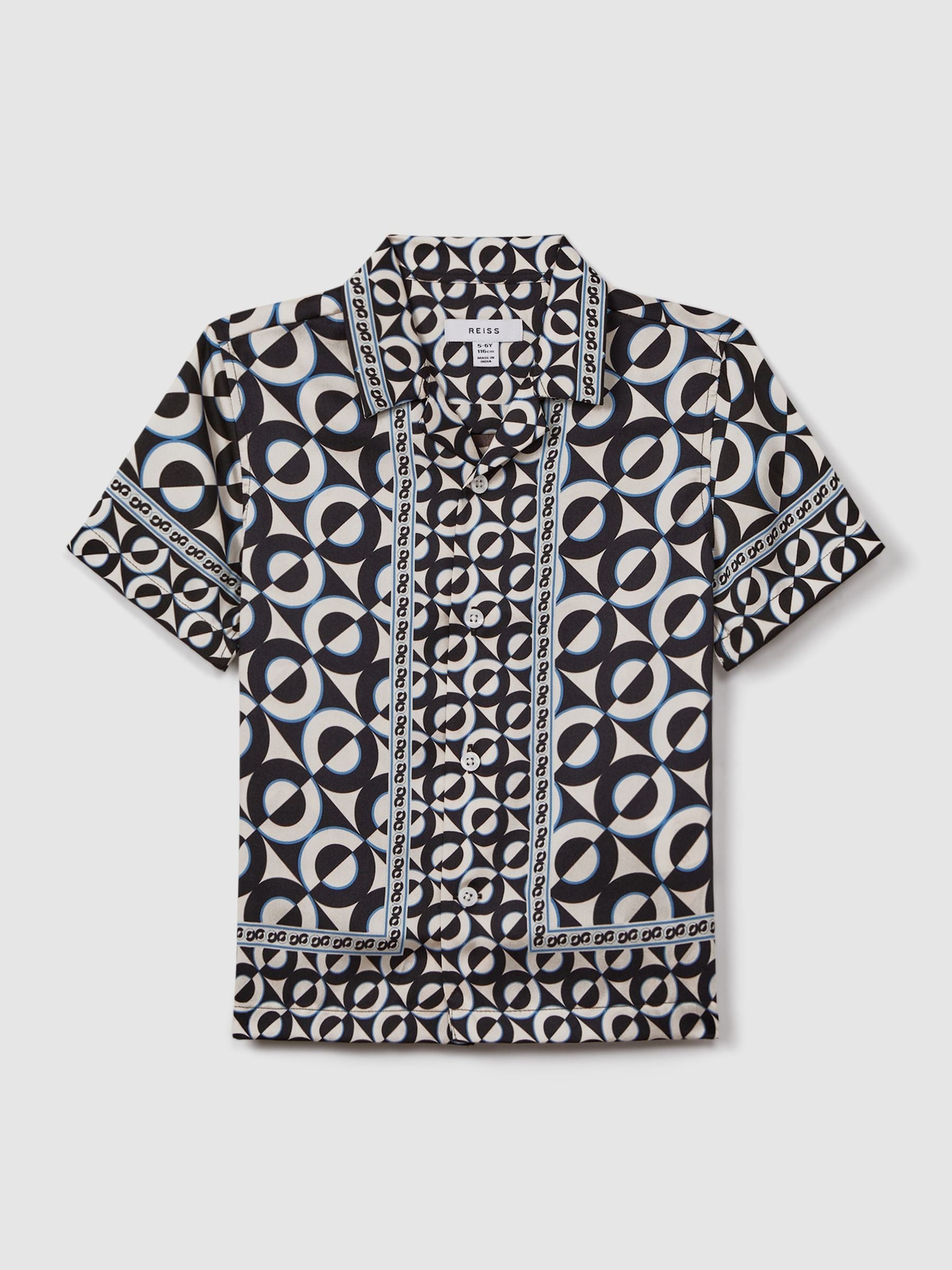 Dsiney Kidz - Reiss Lapis Blue Prentice 3-9 yrs Printed Cuban Collar Shirt image 2