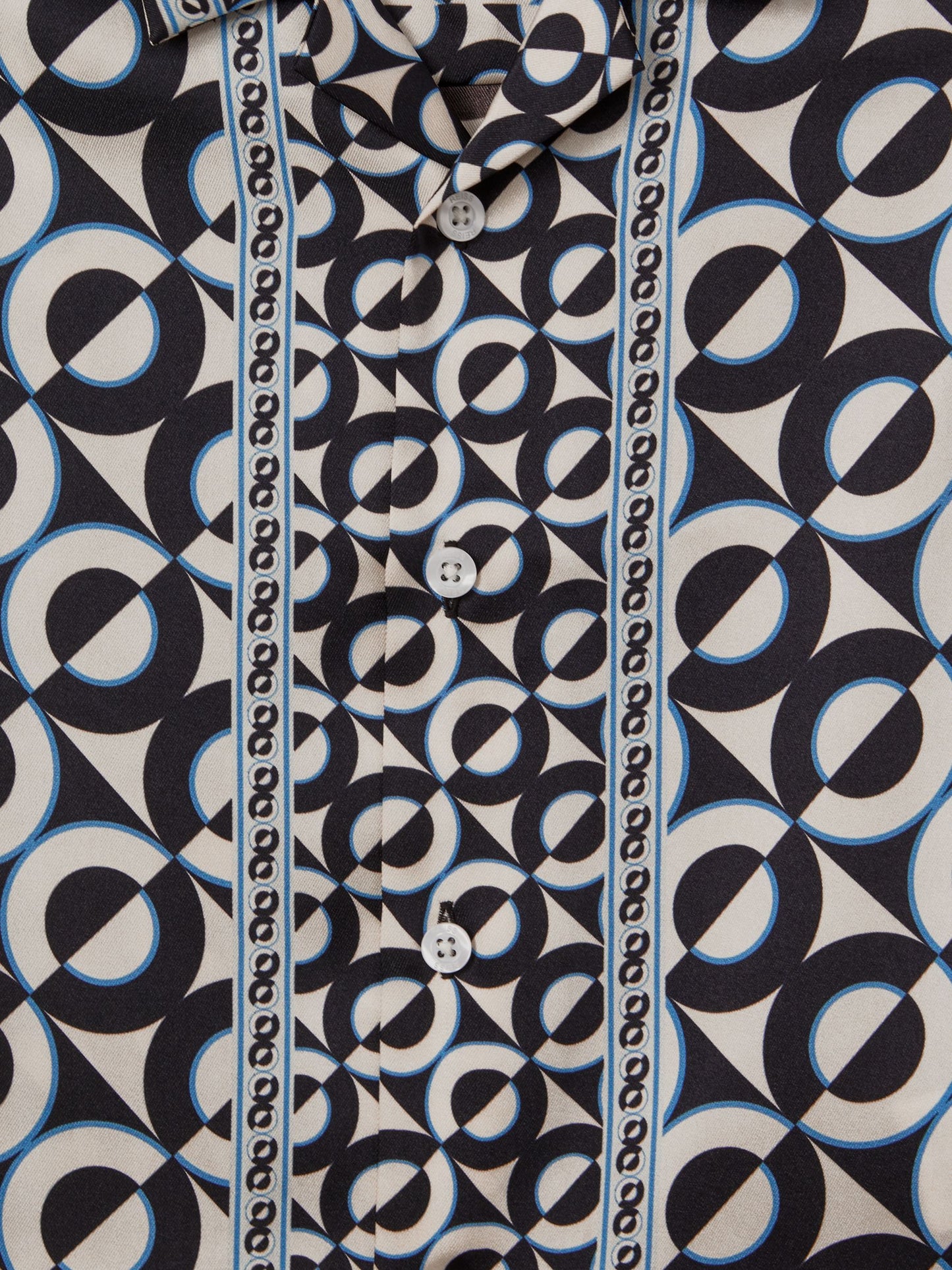 Dsiney Kidz - Reiss Lapis Blue Prentice 3-9 yrs Printed Cuban Collar Shirt image 6