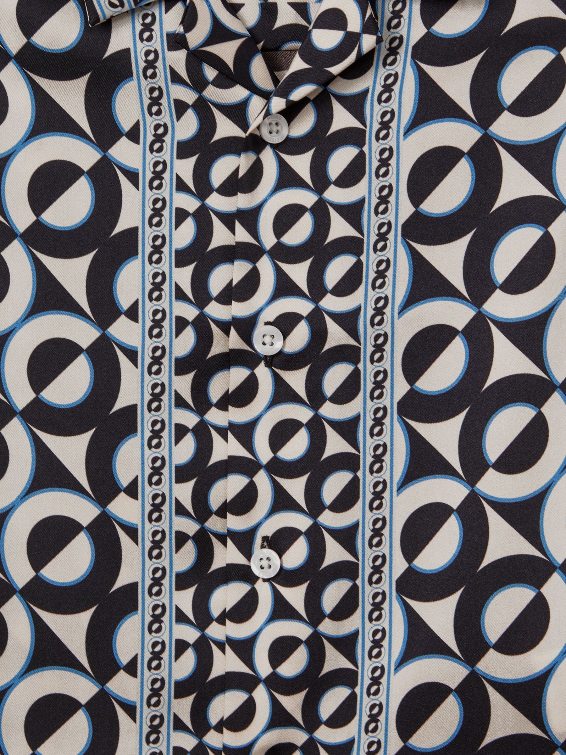 Dsiney Kidz - Reiss Lapis Blue Prentice 3-9 yrs Printed Cuban Collar Shirt image 6