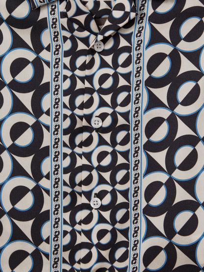 Dsiney Kidz - Reiss Lapis Blue Prentice 3-9 yrs Printed Cuban Collar Shirt image 6