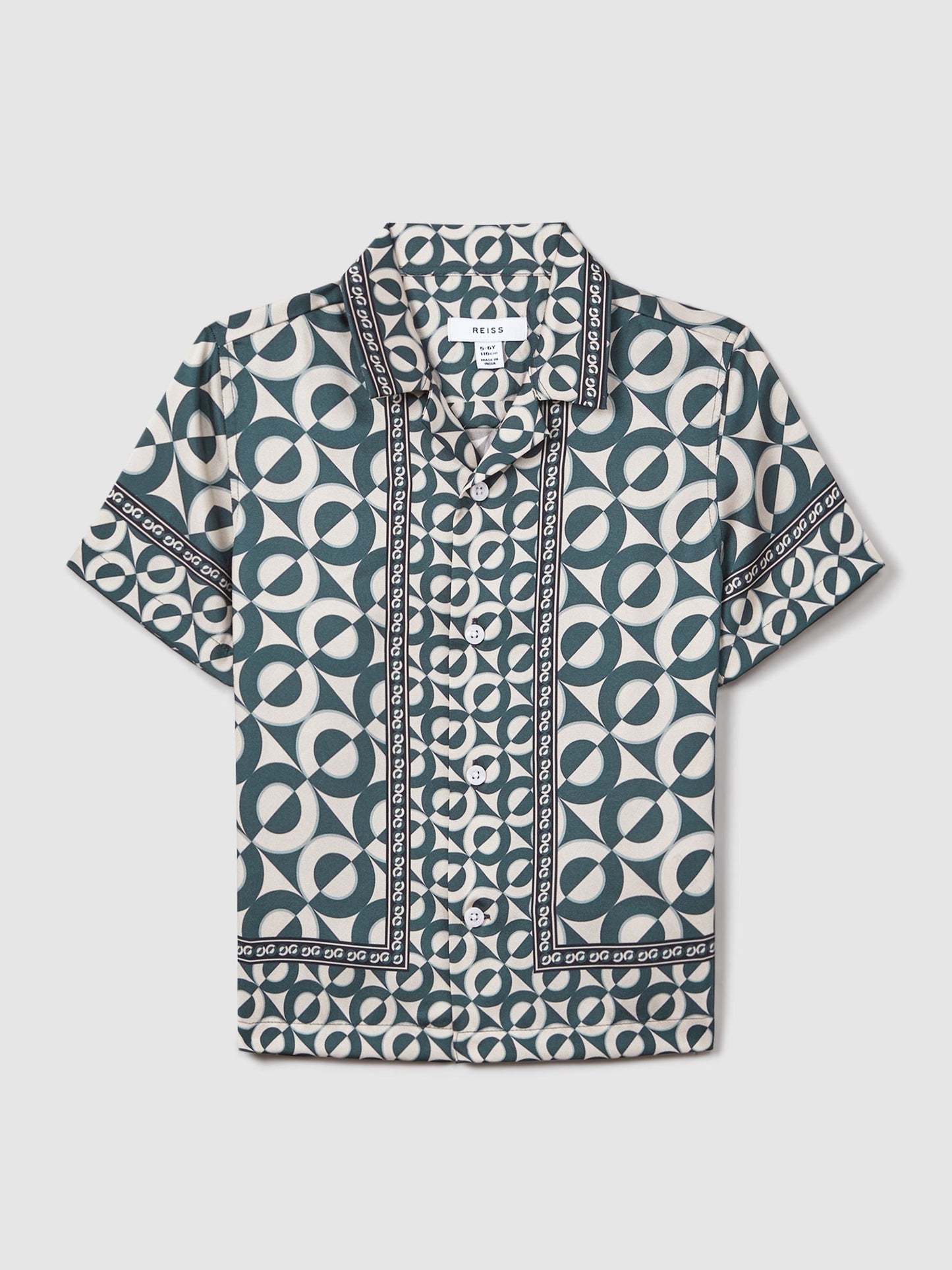 Dsiney Kidz - Reiss Hunting Green Prentice 3-9 yrs Printed Cuban Collar Shirt image 2
