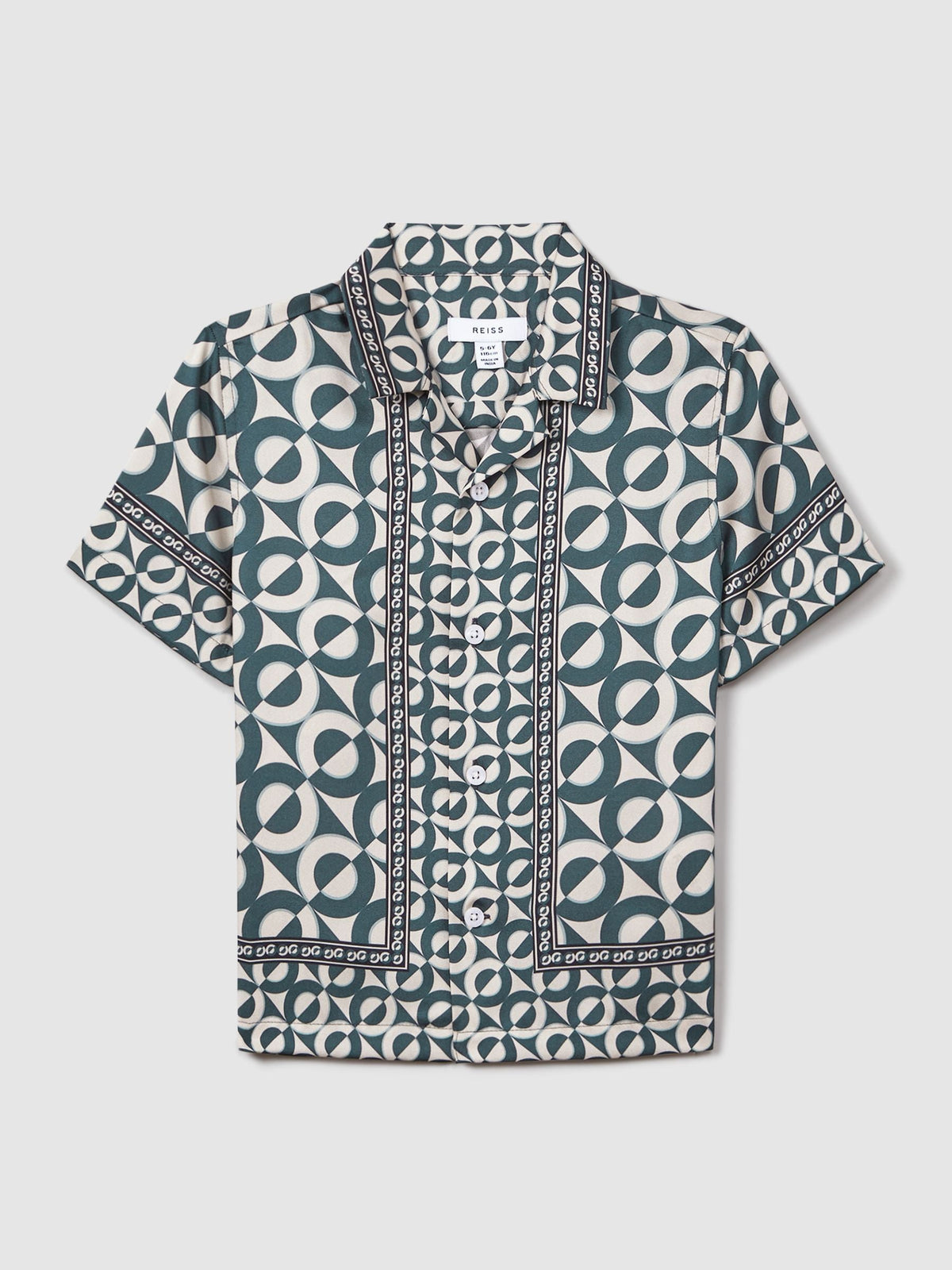 Dsiney Kidz - Reiss Hunting Green Prentice 3-9 yrs Printed Cuban Collar Shirt image 2