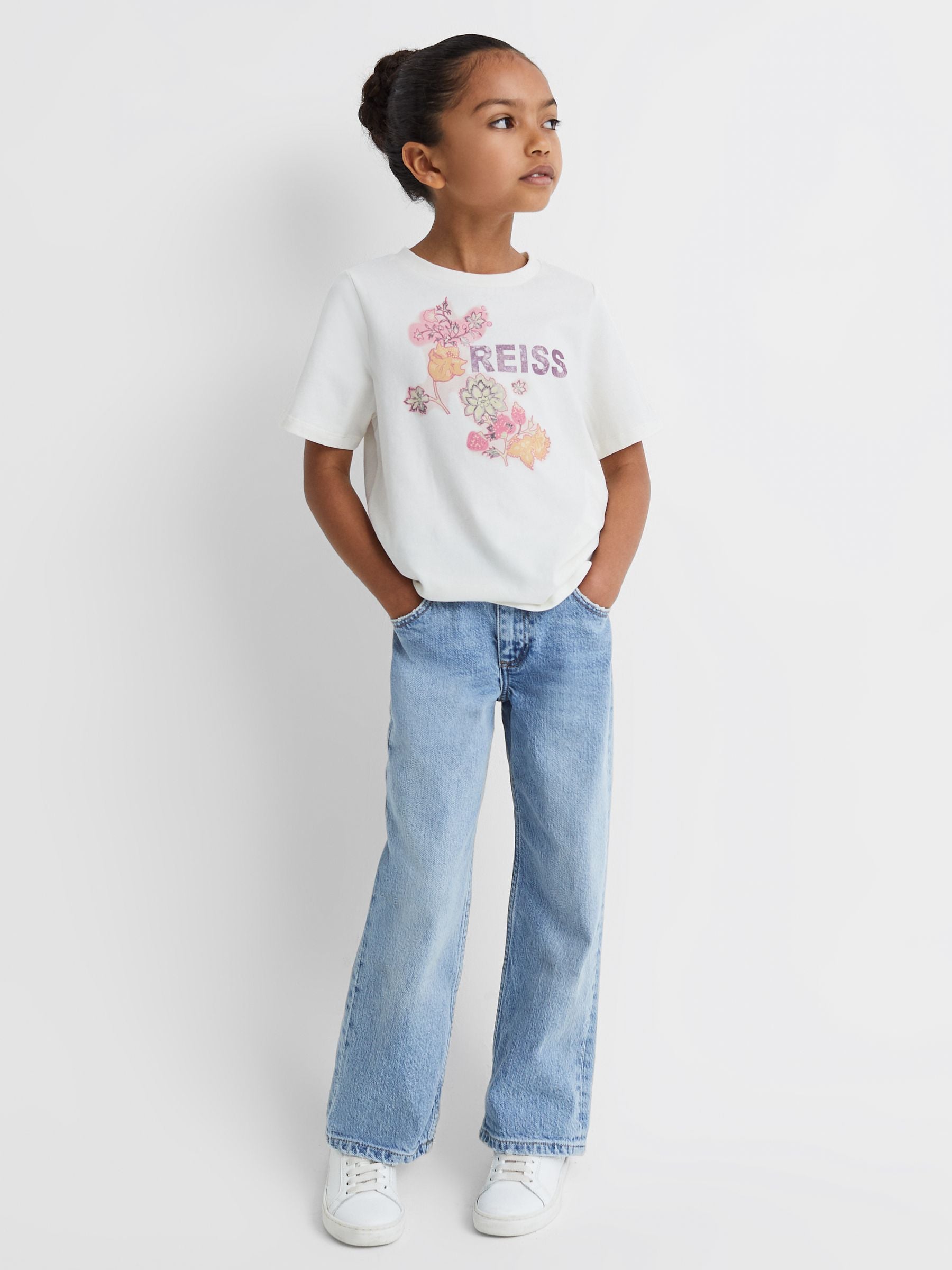 Dsiney Kidz - Reiss Ivory Misha 9-13 yrs Cotton Motif Crew-Neck T-Shirt image 1
