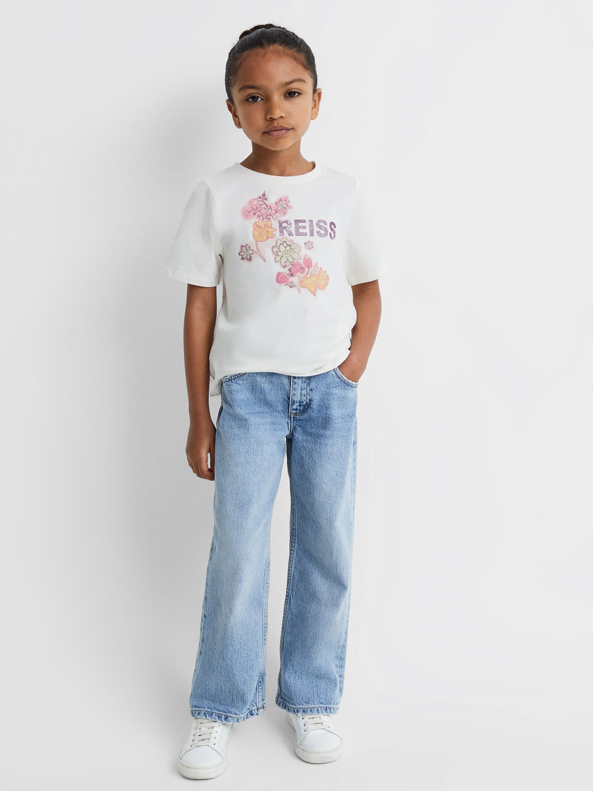 Dsiney Kidz - Reiss Ivory Misha 9-13 yrs Cotton Motif Crew-Neck T-Shirt image 3