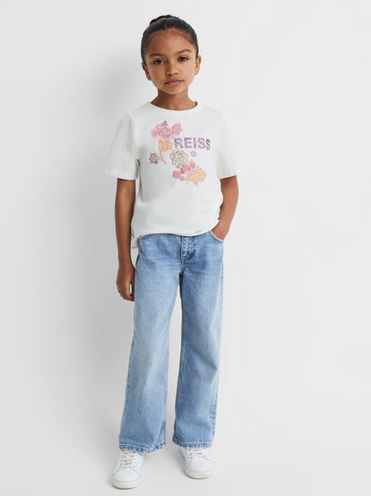 Dsiney Kidz - Reiss Ivory Misha 9-13 yrs Cotton Motif Crew-Neck T-Shirt image 3