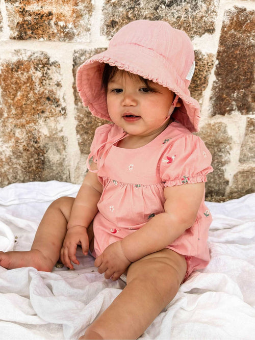 Purebaby Pink Embroidered Romper image 1