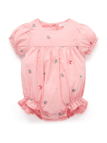Purebaby Pink Embroidered Romper image 3