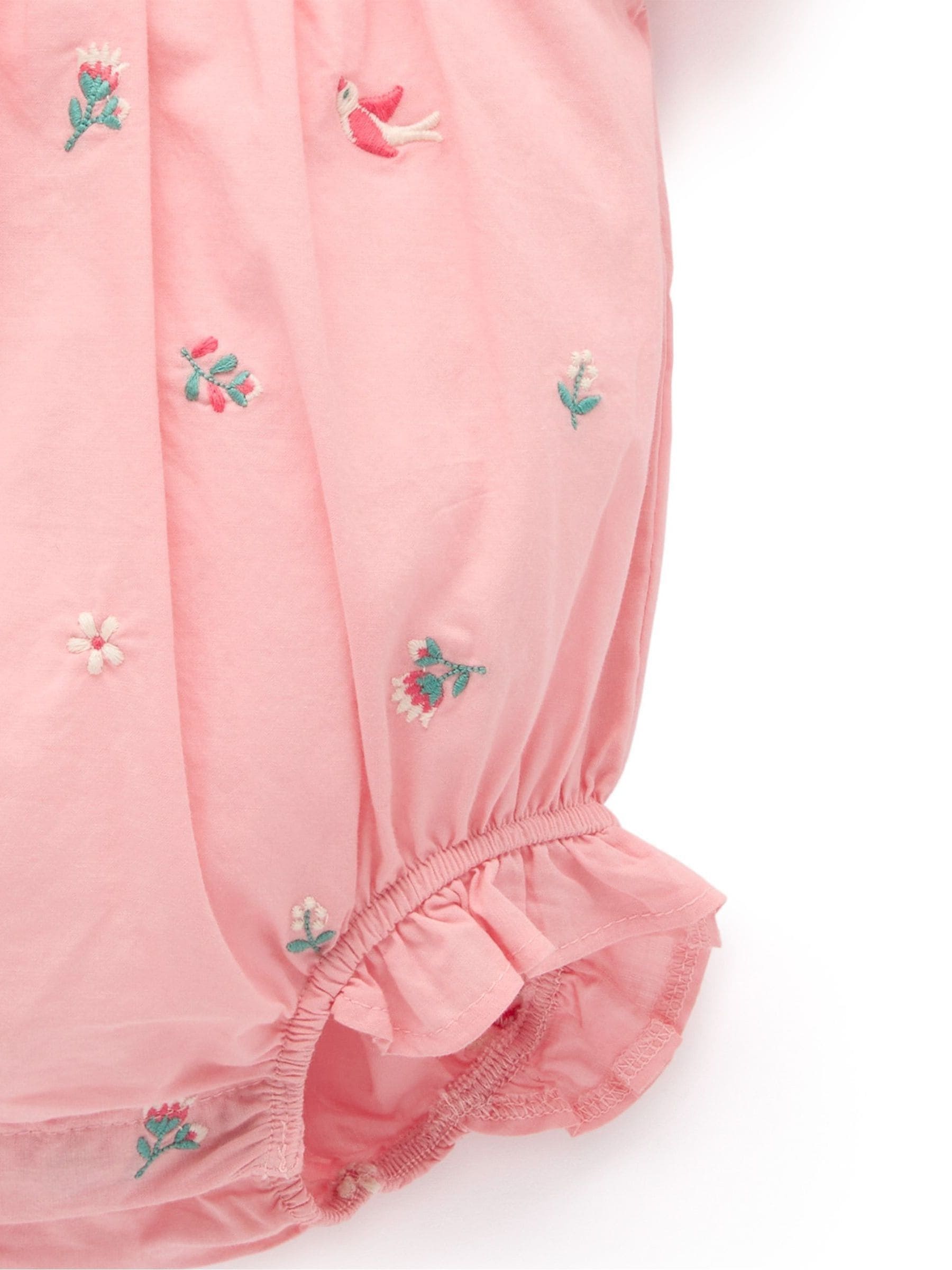 Purebaby Pink Embroidered Romper image 4