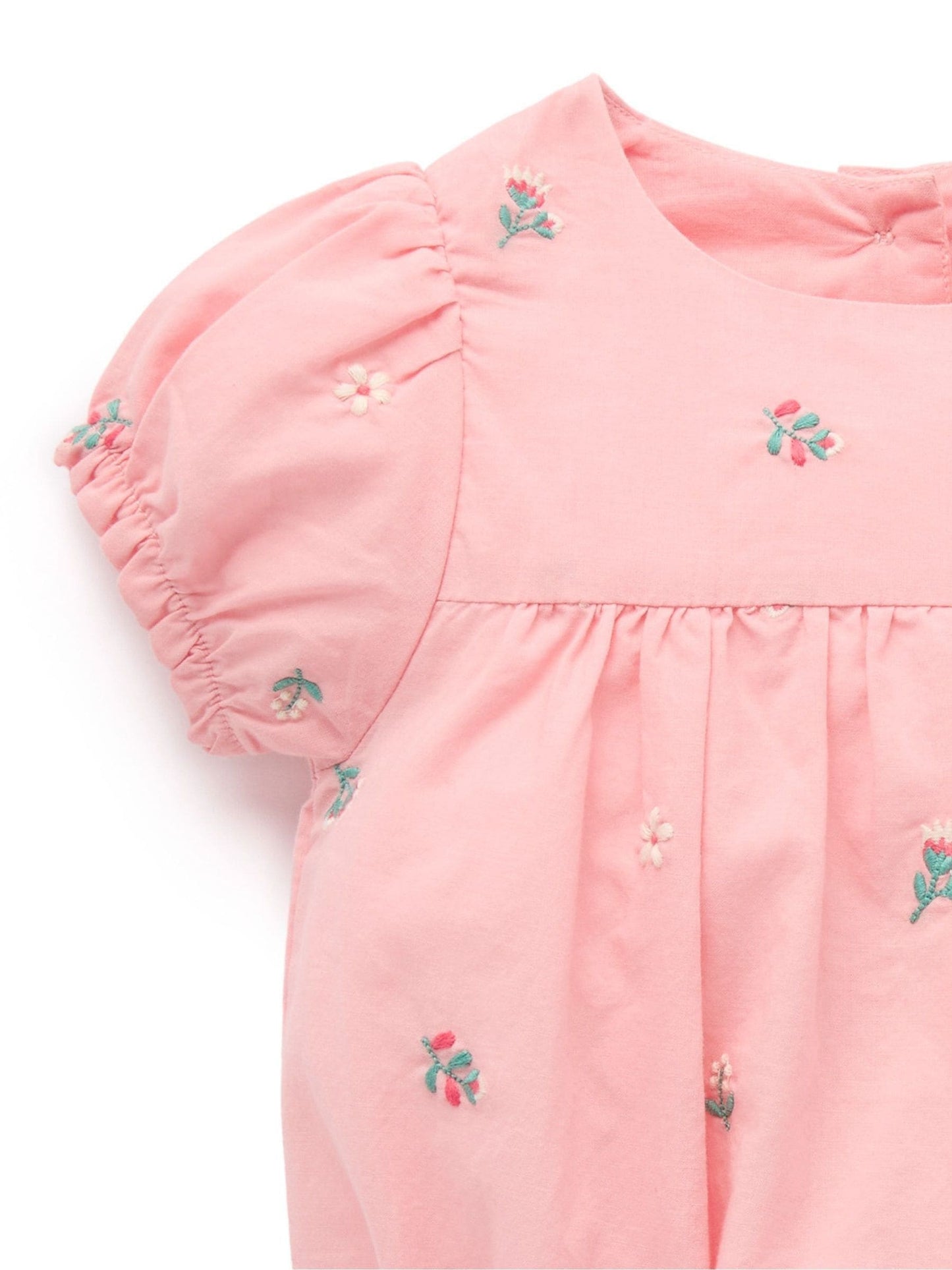 Purebaby Pink Embroidered Romper image 5
