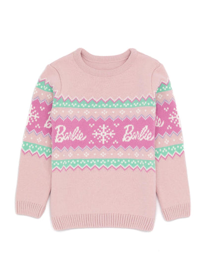 Dsiney Kidz - Vanilla Underground Pink Barbie Kids Christmas Jumper image 1
