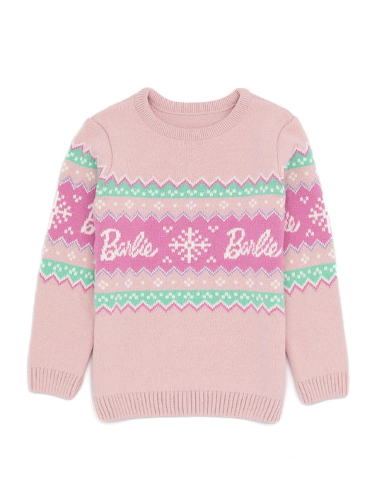Dsiney Kidz - Vanilla Underground Pink Barbie Kids Christmas Jumper image 1