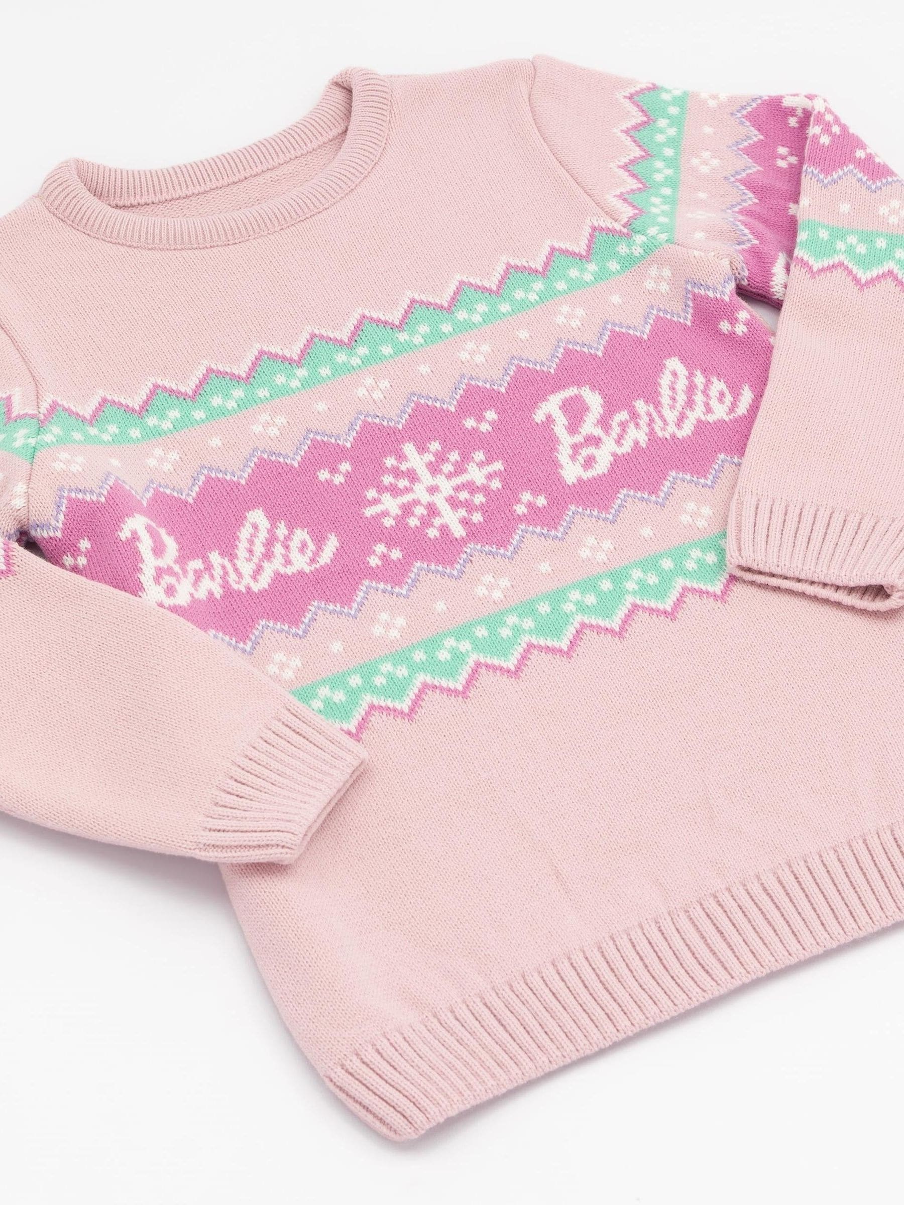 Dsiney Kidz - Vanilla Underground Pink Barbie Kids Christmas Jumper image 3