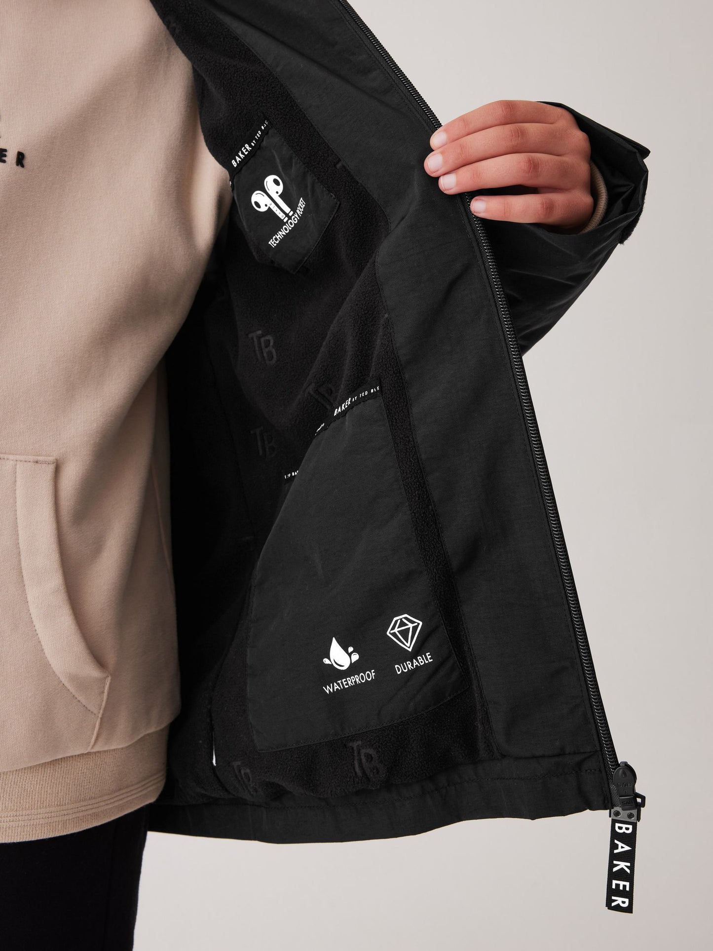 Baker by Ted Baker Black Waterproof Lightweight Rain Jacket image 6