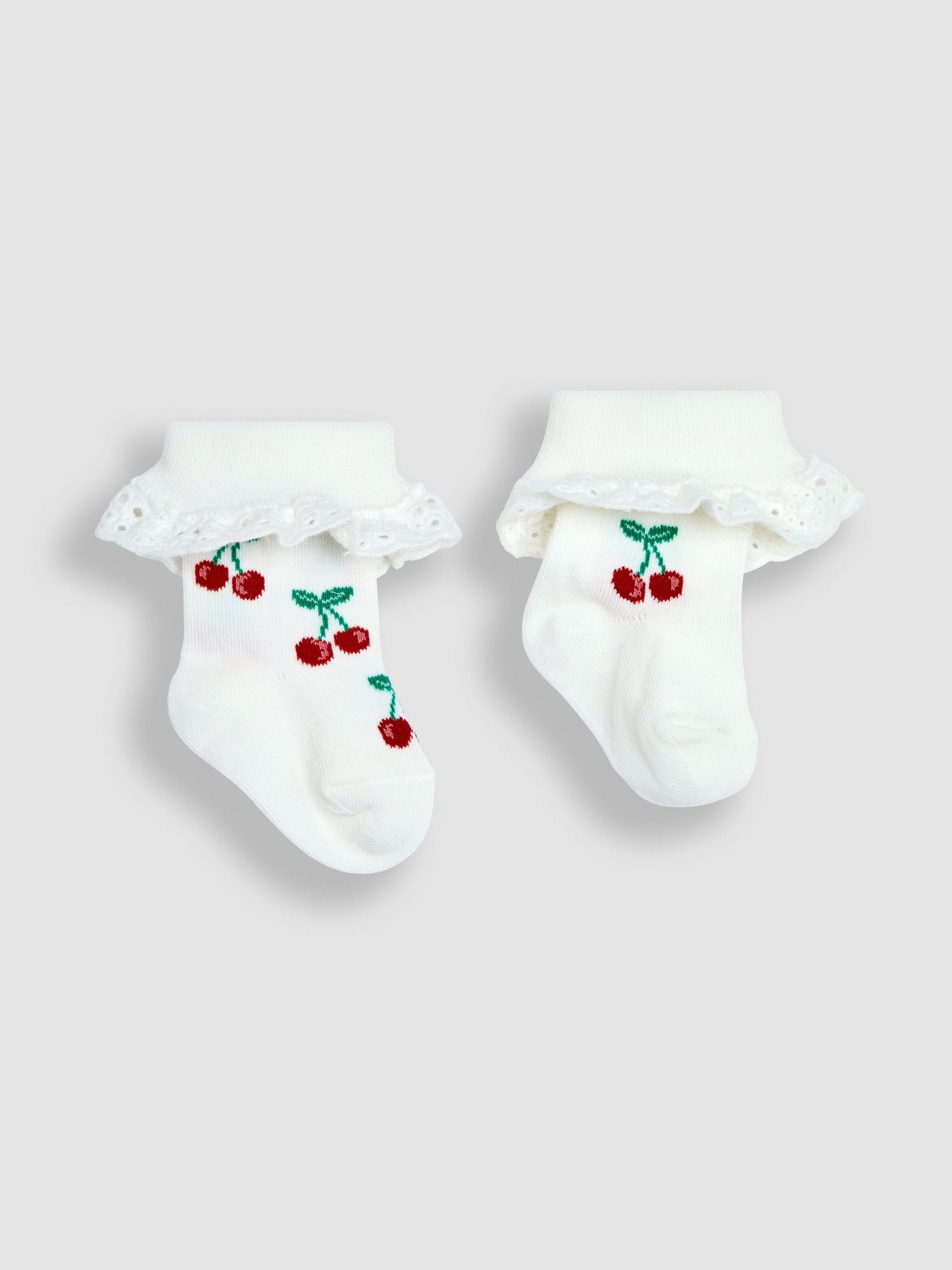 JoJo Maman Bébé Cream Cherry 2-Pack Frilly Socks image 1