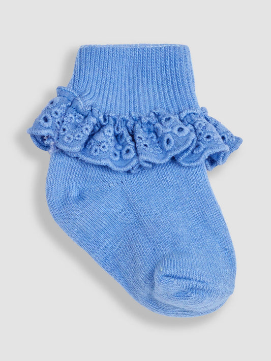 JoJo Maman Bébé Blue 3-Pack Frilly Socks image 2