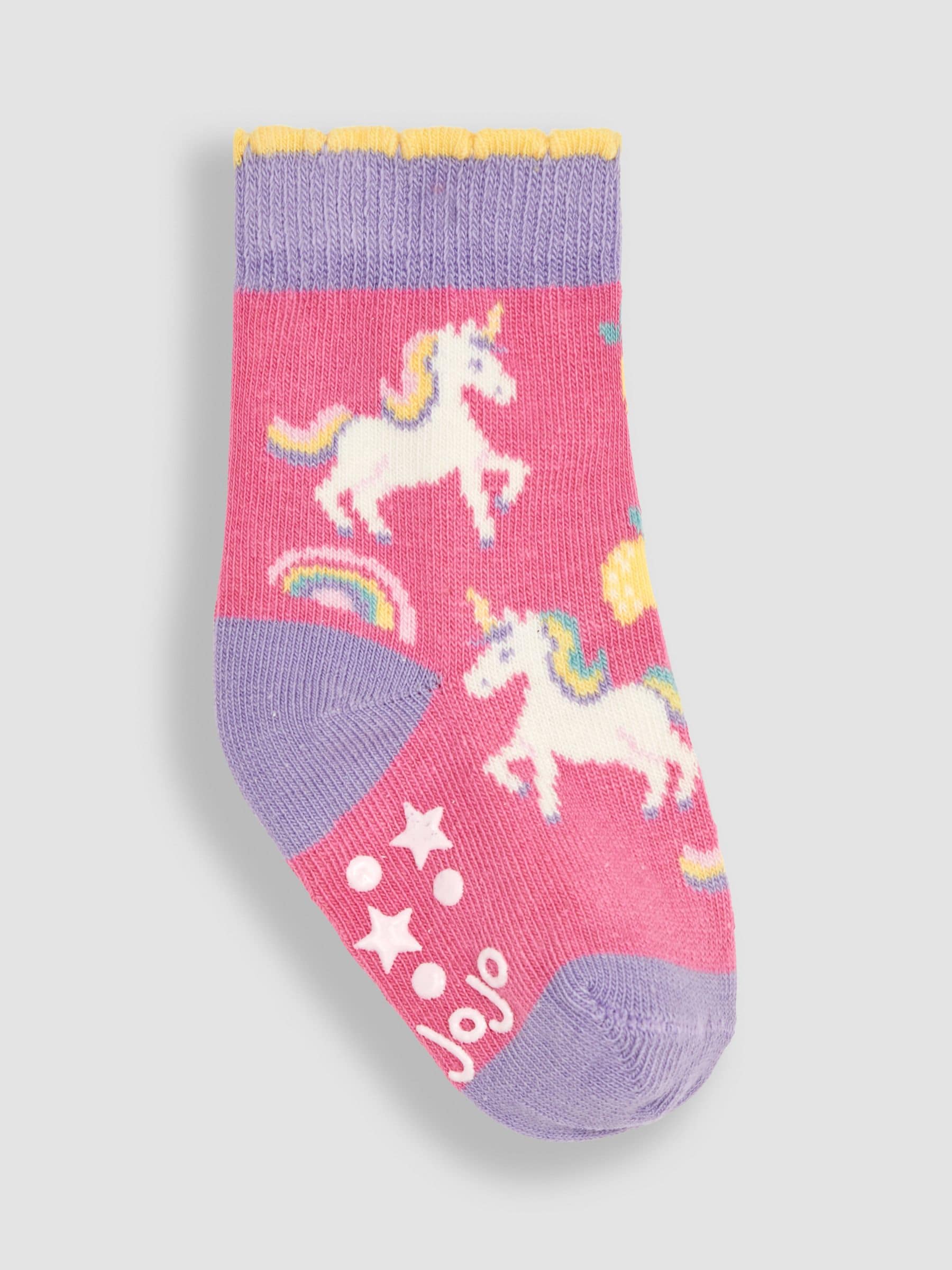 JoJo Maman Bébé Light Pink 3-Pack Unicorn Socks image 2