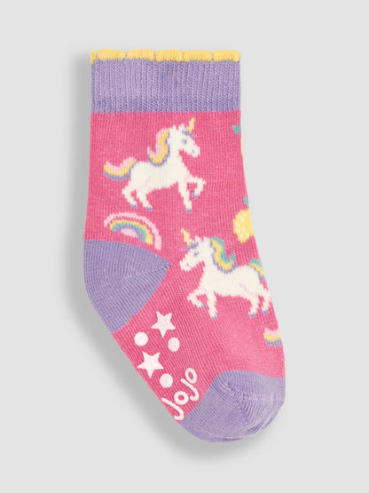 JoJo Maman Bébé Light Pink 3-Pack Unicorn Socks image 2
