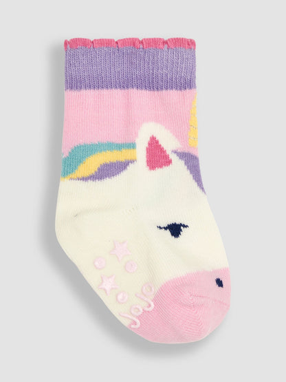 JoJo Maman Bébé Light Pink 3-Pack Unicorn Socks image 4