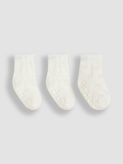 JoJo Maman Bébé White 3-Pack Heart Socks image 1