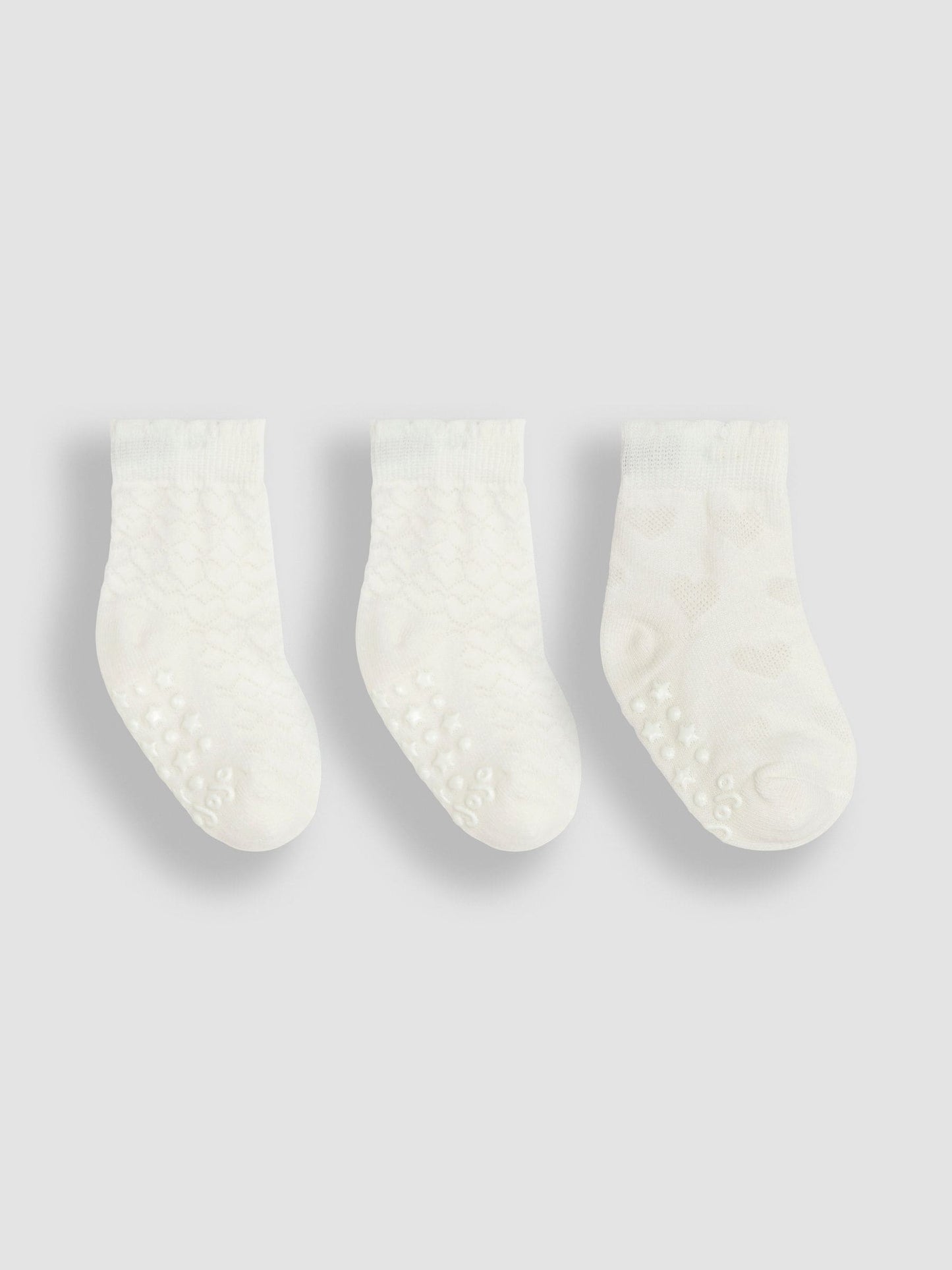 JoJo Maman Bébé White 3-Pack Heart Socks image 1