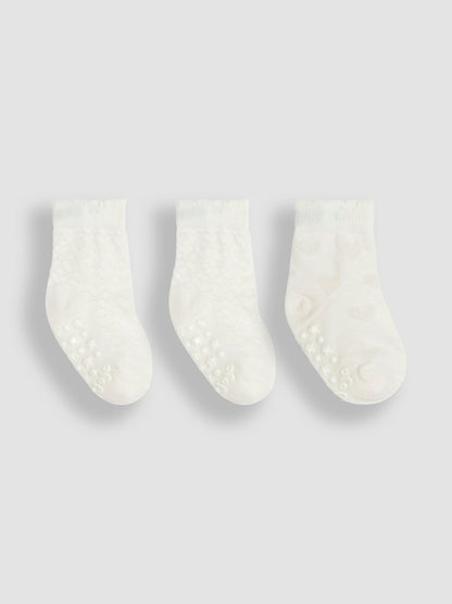 JoJo Maman Bébé White 3-Pack Heart Socks image 1