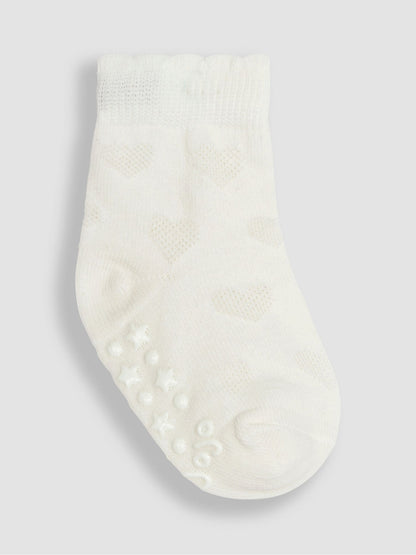 JoJo Maman Bébé White 3-Pack Heart Socks image 3