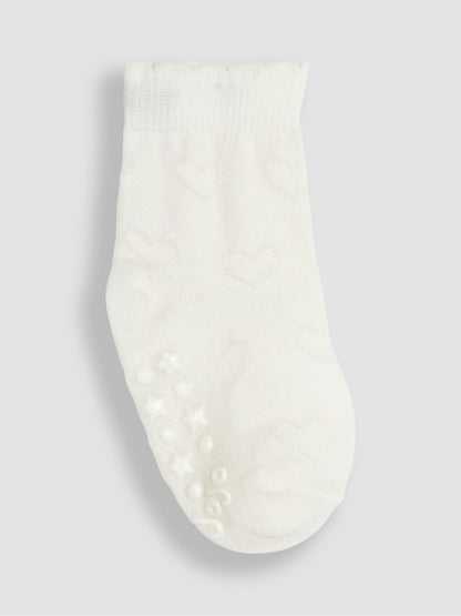 JoJo Maman Bébé White 3-Pack Heart Socks image 4