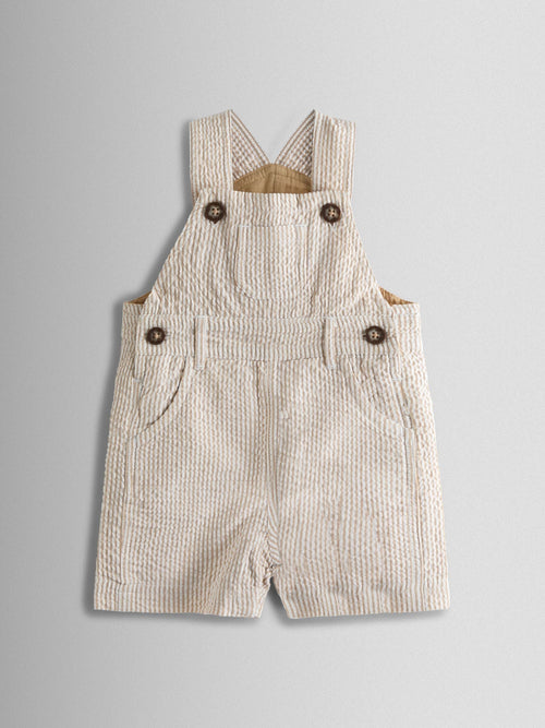 JoJo Maman Bébé Natural Stone Seersucker Stripe Dungarees image 1