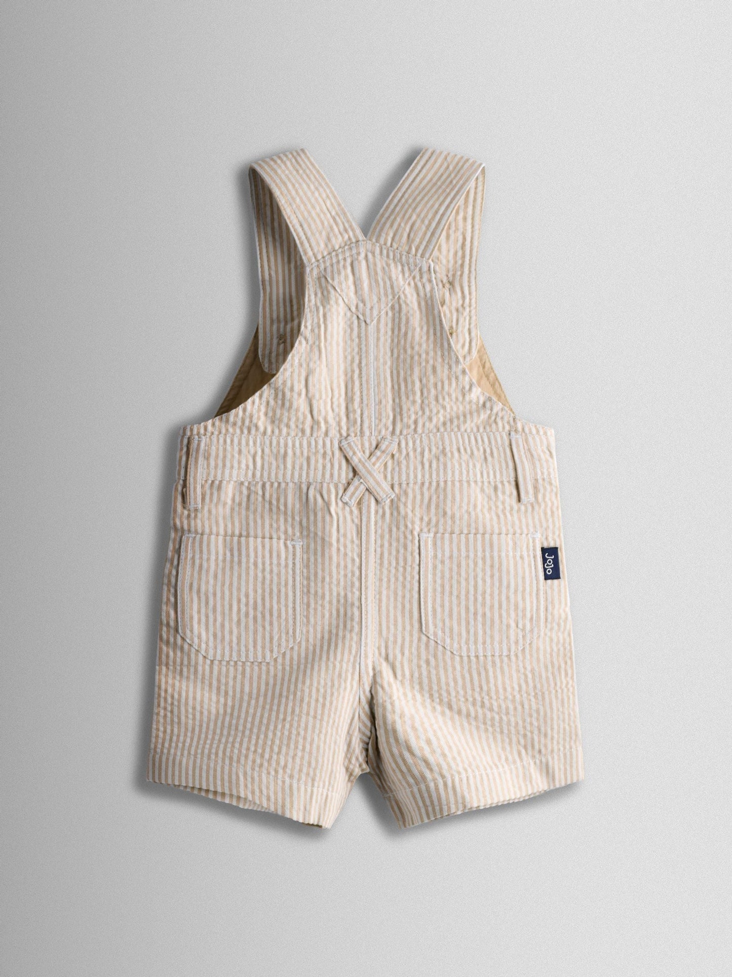 JoJo Maman Bébé Natural Stone Seersucker Stripe Dungarees image 2