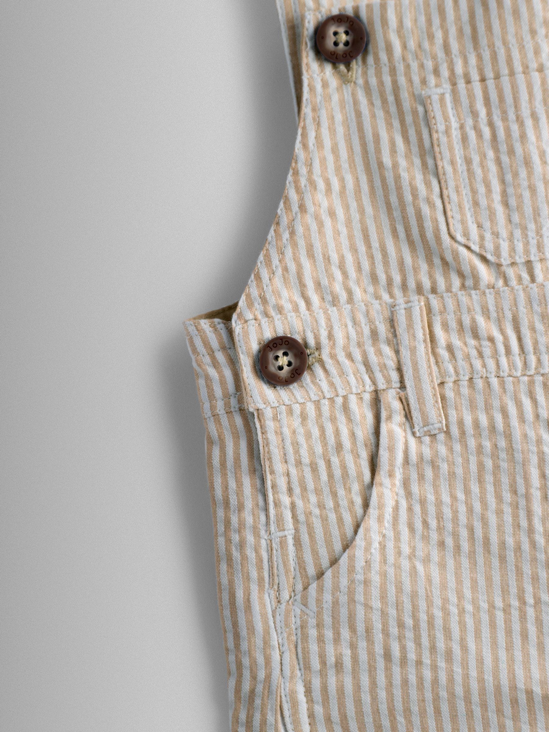 JoJo Maman Bébé Natural Stone Seersucker Stripe Dungarees image 4
