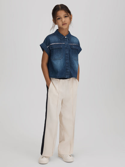 Dsiney Kidz - Reiss Blue Sandie 4-9 yrs Embellished Denim Shirt image 3