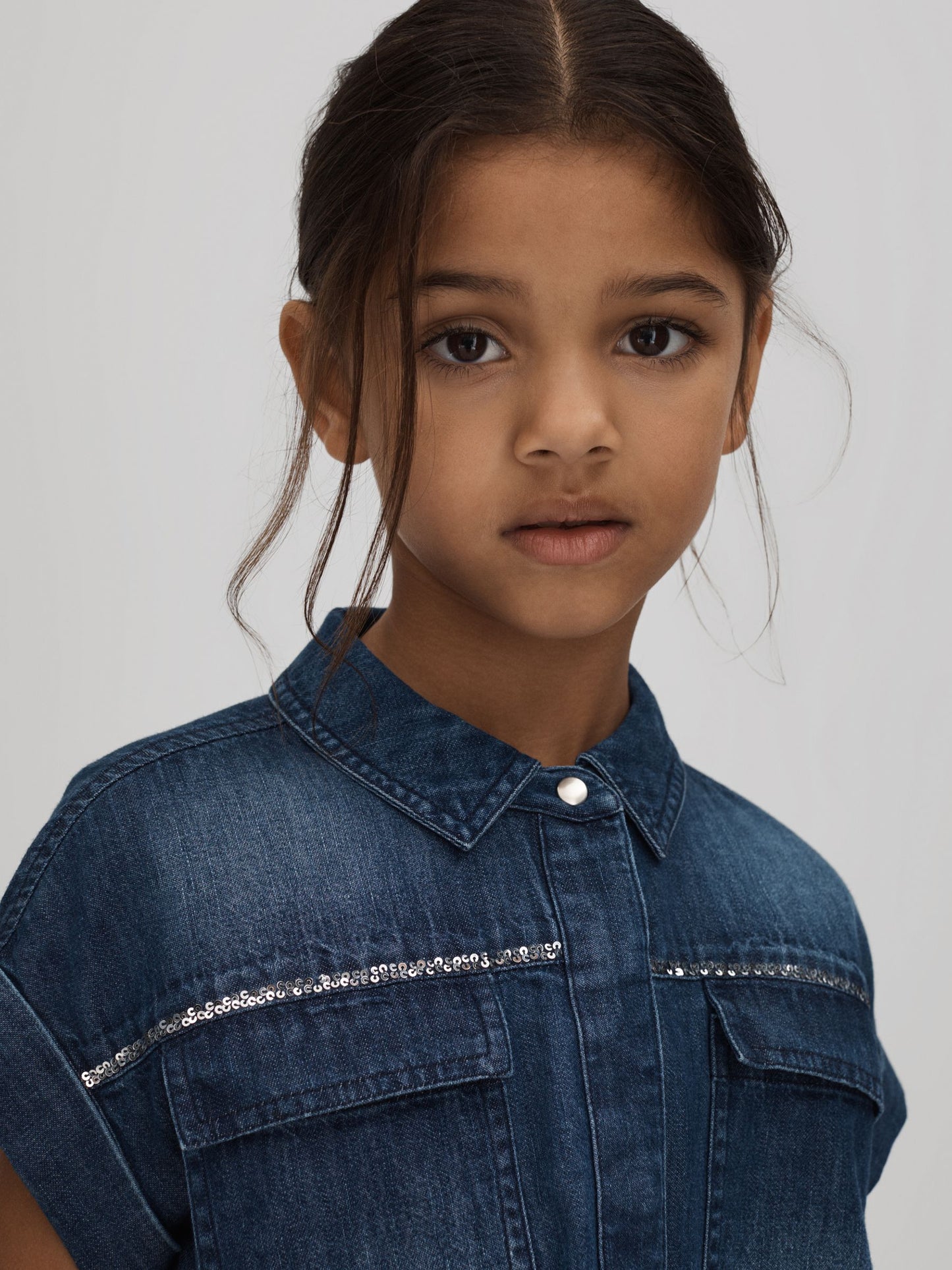 Dsiney Kidz - Reiss Blue Sandie 4-9 yrs Embellished Denim Shirt image 4