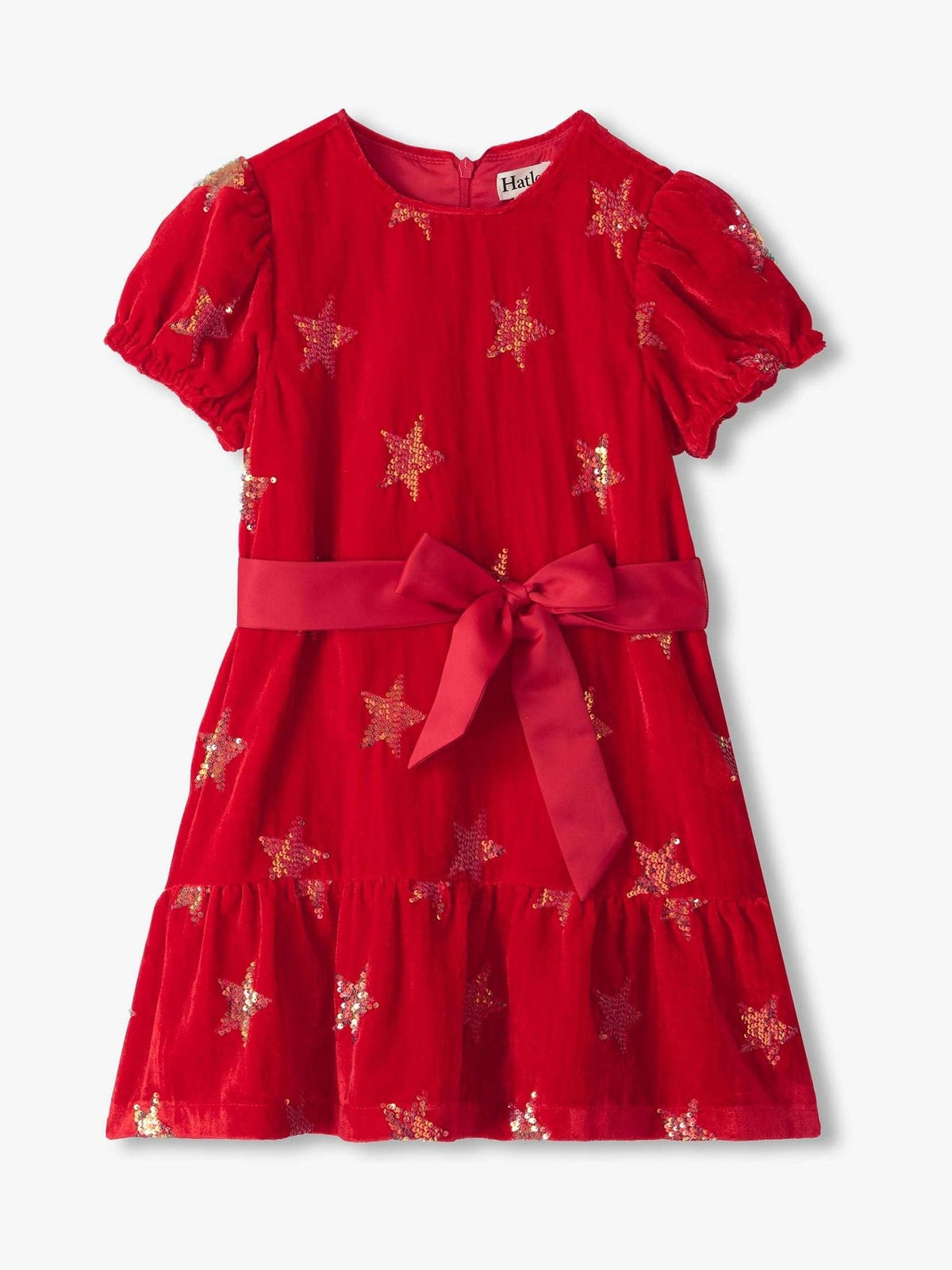 Hatley Red Star Sequins Velvet Dress - image 1