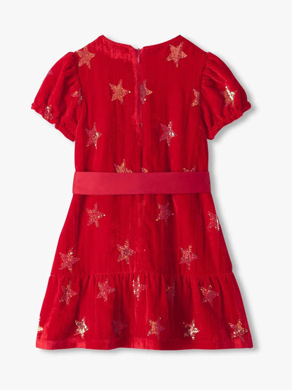 Hatley Red Star Sequins Velvet Dress - image 2