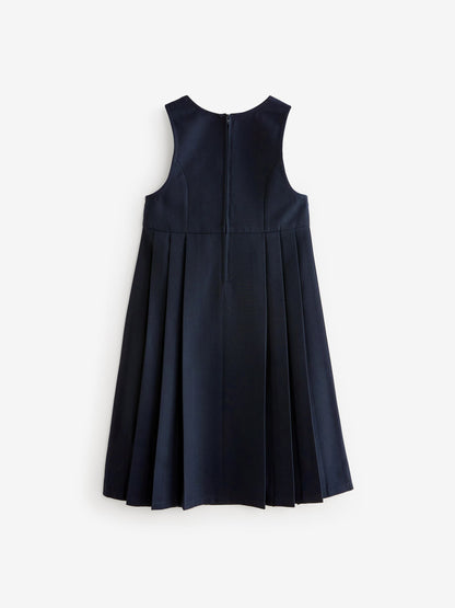 Navy Blue Asymmetric Button Front Long Pinafore School Dress (3-14yrs) image 7