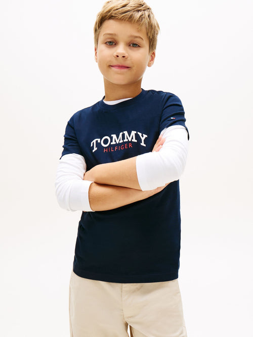 Tommy Hilfiger Navy Blue Logo Crew Neck Jersey T-Shirt image 1