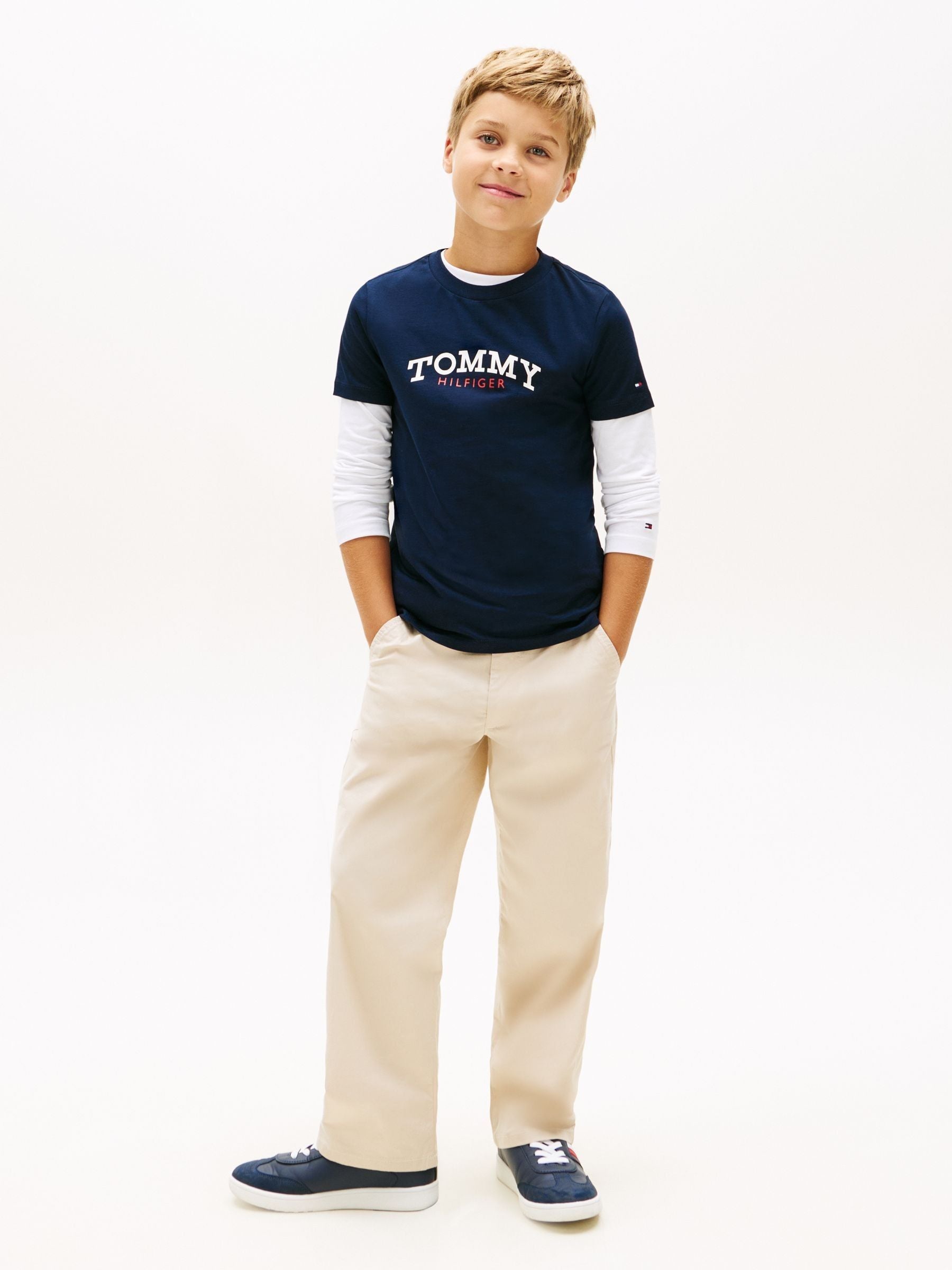 Tommy Hilfiger Navy Blue Logo Crew Neck Jersey T-Shirt image 3