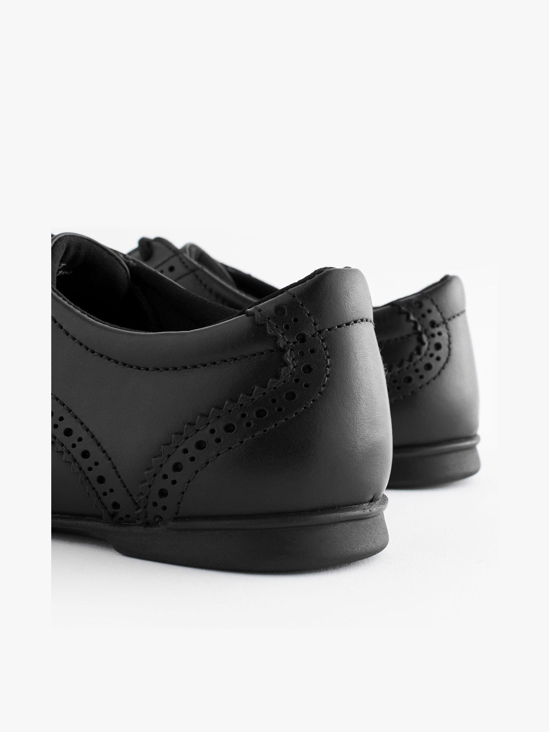 Matt Black Standard Fit (F) Leather Brogue Lace-Up School Shoes image 5