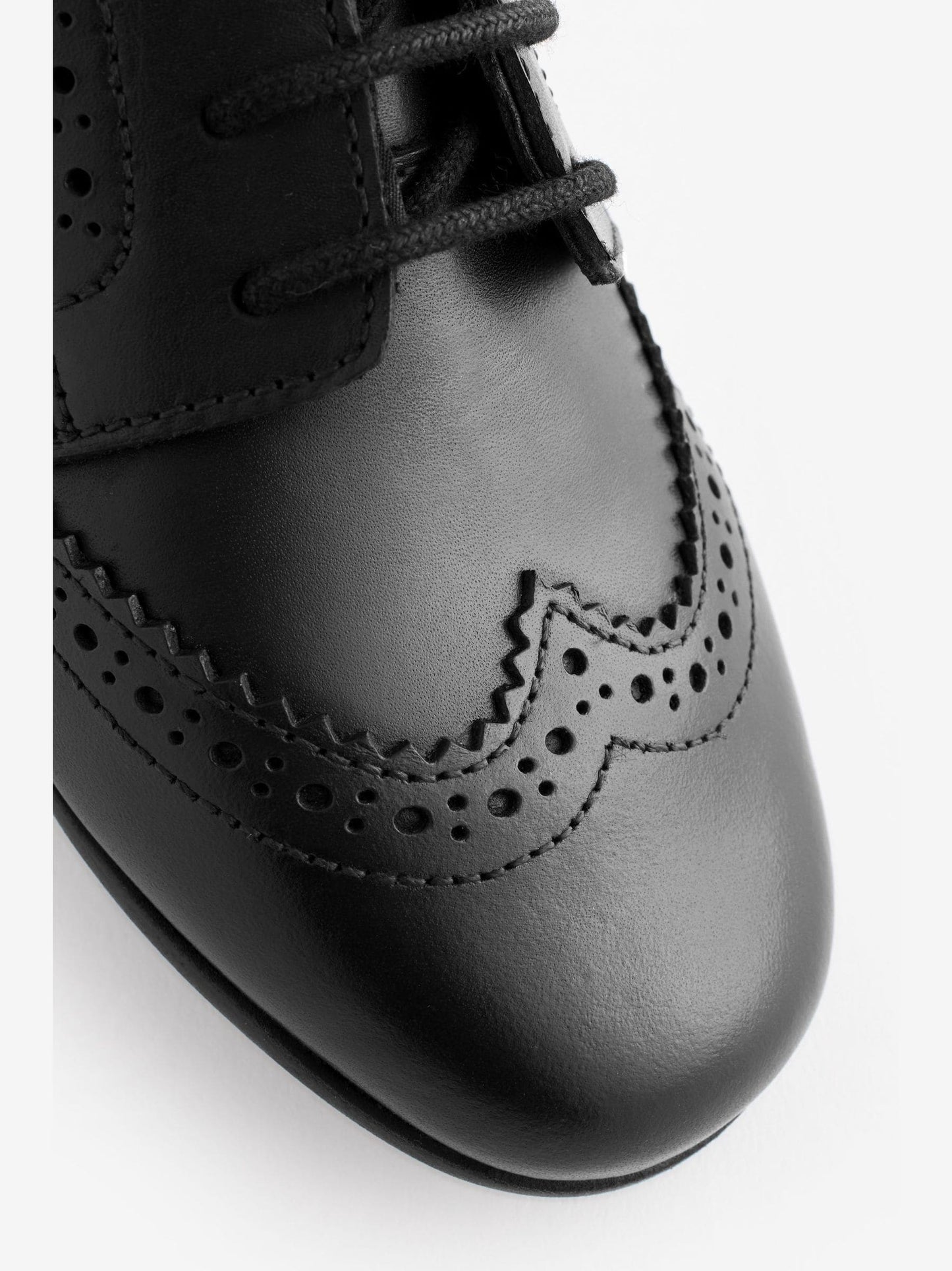 Matt Black Standard Fit (F) Leather Brogue Lace-Up School Shoes image 6