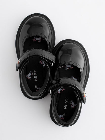 Black Patent Rainbow Chunky Mary Jane School Shoes image 4