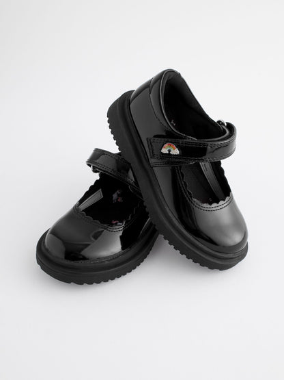 Black Patent Rainbow Chunky Mary Jane School Shoes image 7