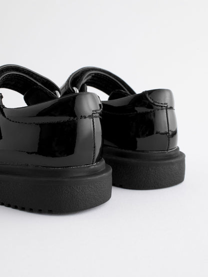 Black Patent Rainbow Chunky Mary Jane School Shoes image 7