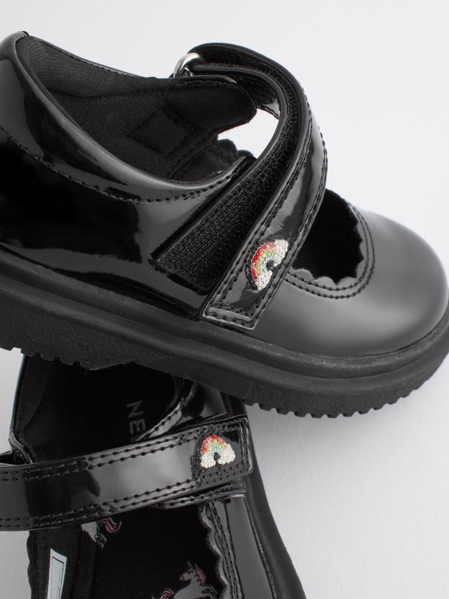 Black Patent Rainbow Chunky Mary Jane School Shoes image 8