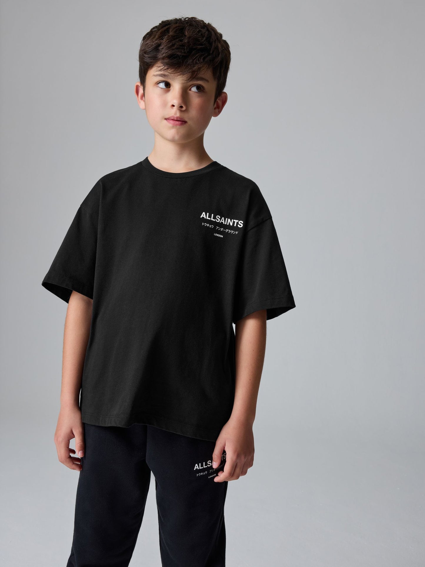 Dsiney Kidz - smALLSAINTS Black Oversized Underground Crew Neck Cotton T-Shirt image 1