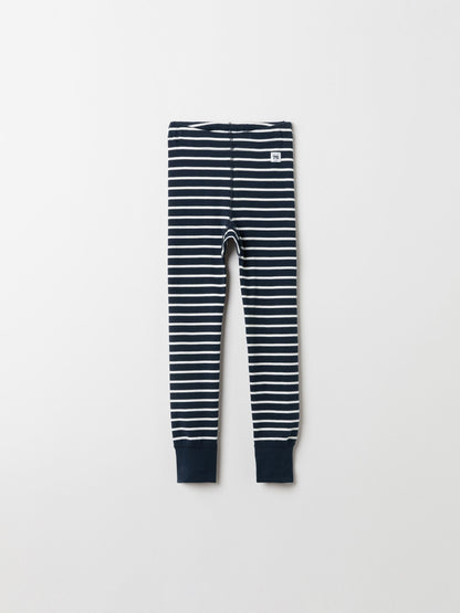 Polarn O. Pyret Blue Cotton Striped Leggings image 1