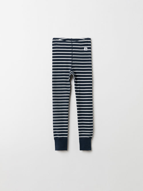 Polarn O. Pyret Blue Cotton Striped Leggings image 1