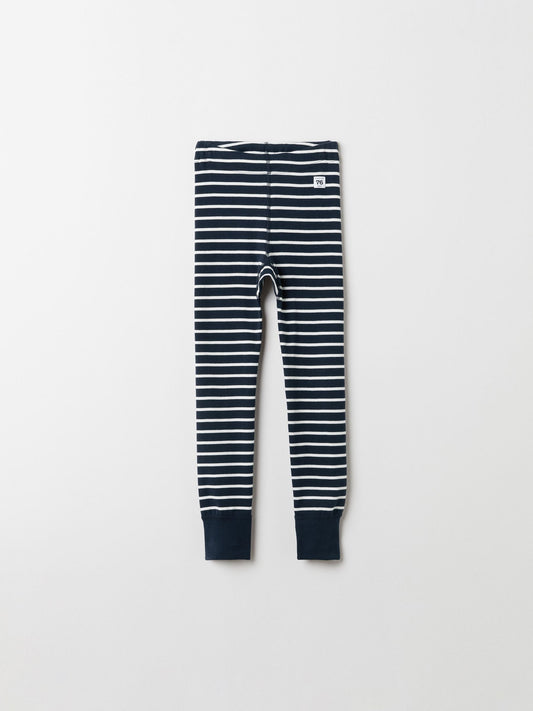 Polarn O. Pyret Blue Cotton Striped Leggings image 1